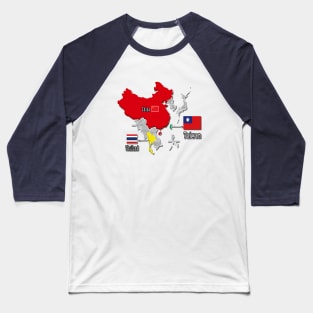 where is taiwan world map | taiwan location map_not Thailand and China_grey Baseball T-Shirt